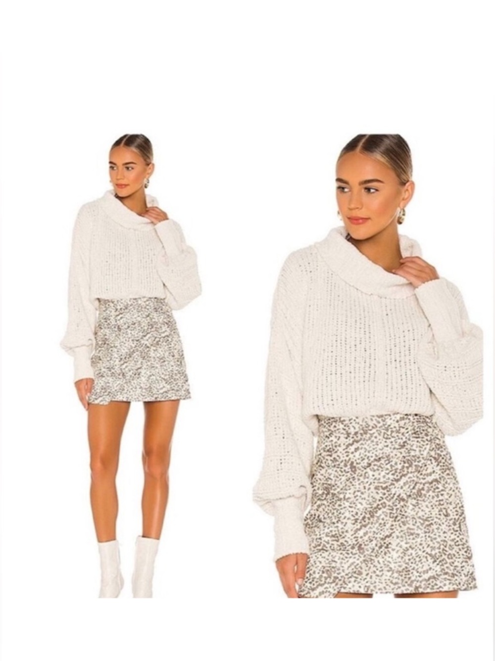 Free People "Be Yours" Cowl Neck Chunky Pullover Sweater Oversized Cottagecore - Picture 17 of 17